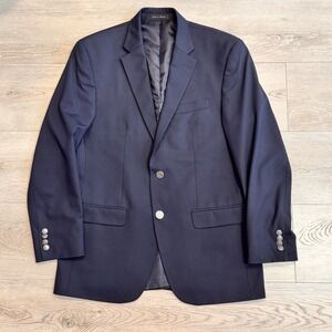 MICHAEL KORS Mens Navy Classic Wool Blend Suit Separate Blazer 40R Silver Button